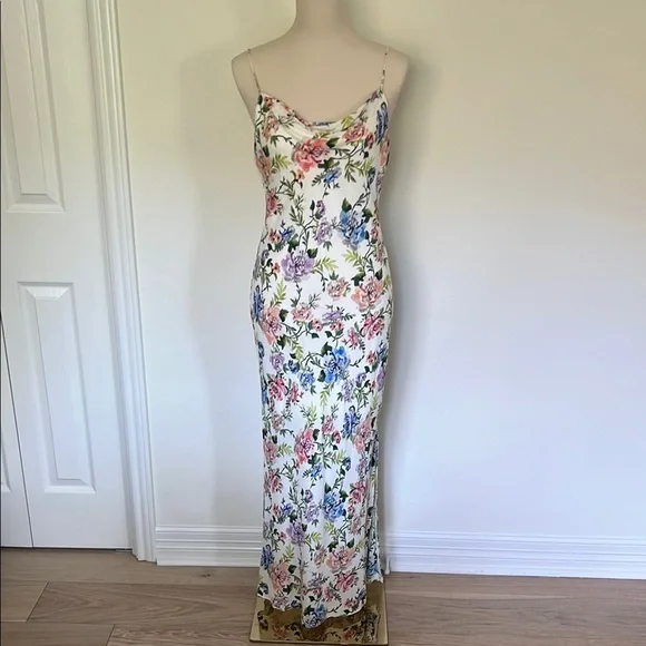 NWT Alice + Olivia Harmony Gardenia Floral Maxi Slip Dress Size 8 - Picture 3 of 9